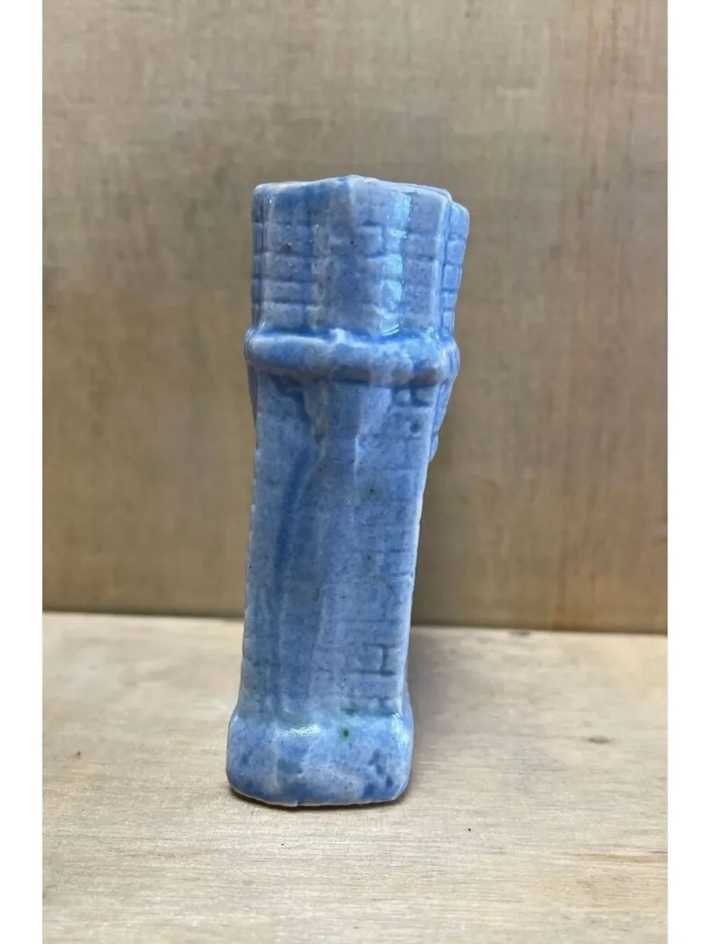 Vintage Blue Ceramic Castle Figurine Marked Korea